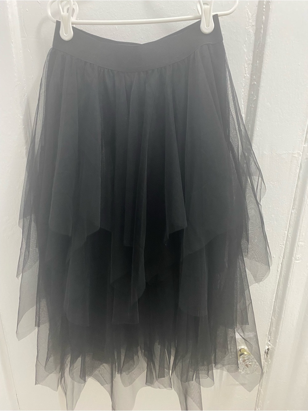 Black Layered Tulle Midi Skirt